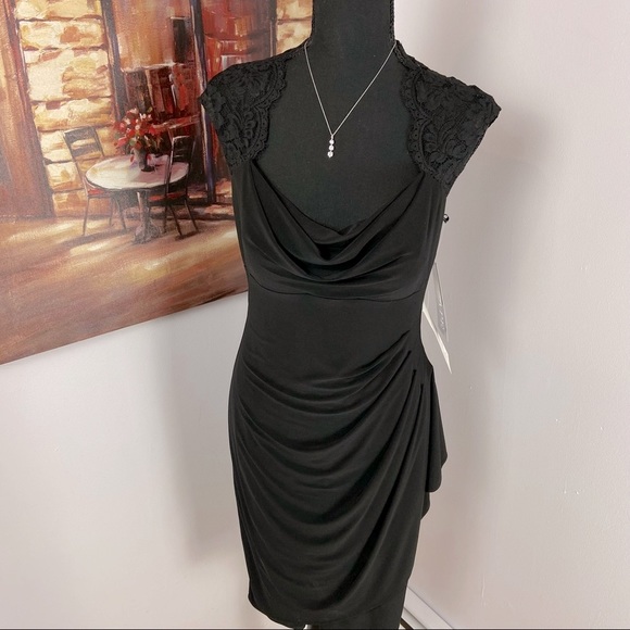 Xscape NWT Retro Black Formal Open Back Cocktail Dress Size 8 - Picture 3 of 15